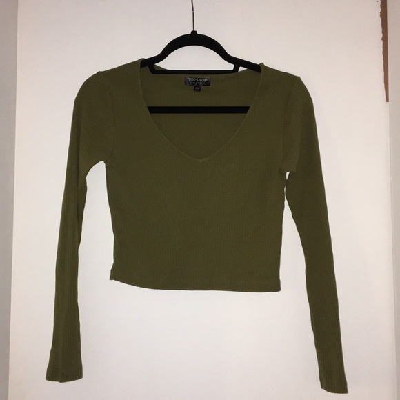 Topshop Tops - Top shop Long sleeve Vneck Crop Top